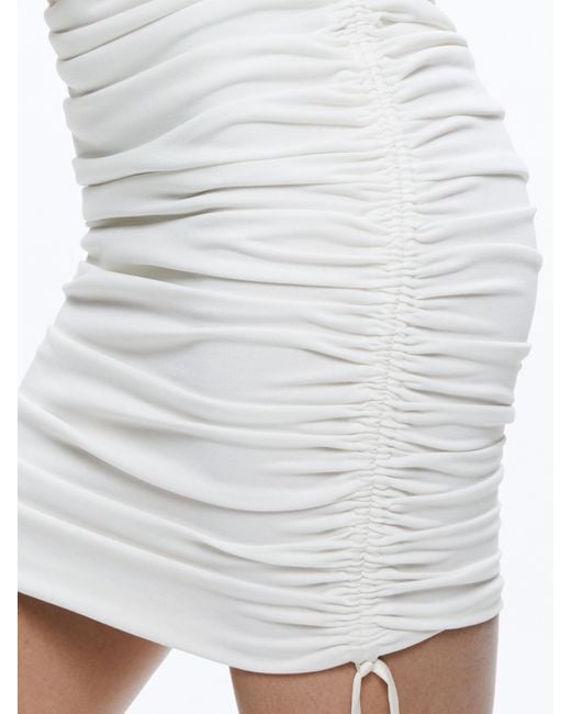 Alice + Olivia White Katherina Ruched Fitted Dress