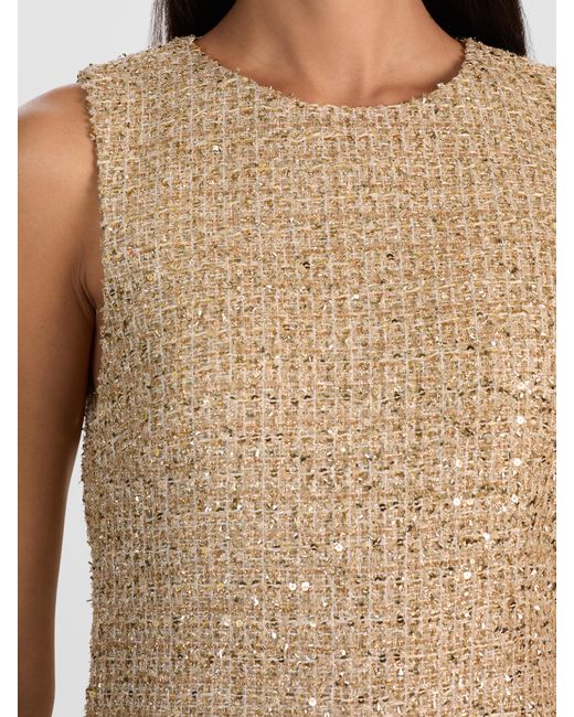 Alice + Olivia Natural Cade Embellished Tweed Mini Dress