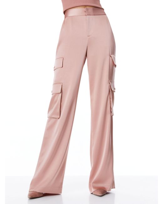 Alice + Olivia Pink Hayes High Waisted Wide Leg Cargo Pant