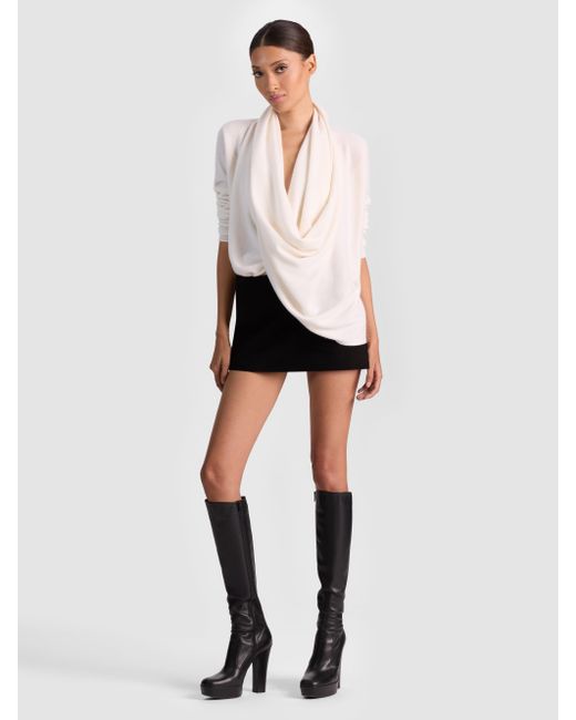 Alice + Olivia White Jules Draped Pullover