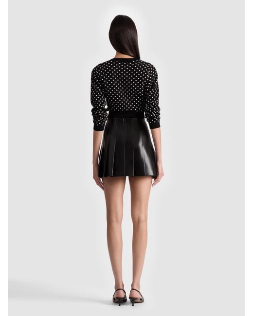 Alice + Olivia Black Alice + Olivia Carter Vegan Leather Pleated Skirt