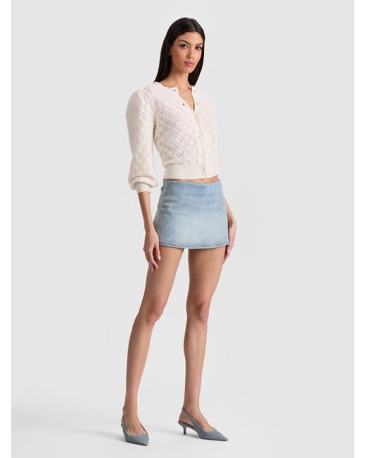 Alice + Olivia White Doris Pointelle Cardigan