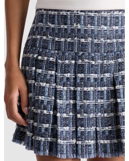 Alice + Olivia Blue Emilie Frayed Box Mini Skirt