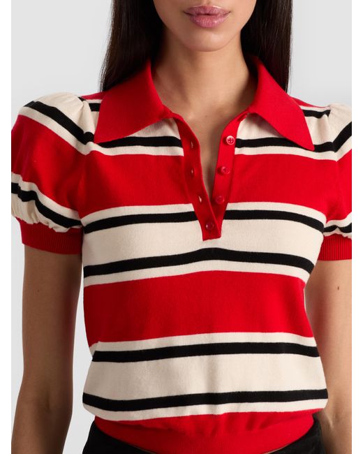 Alice + Olivia Red Ramona Striped Pullover