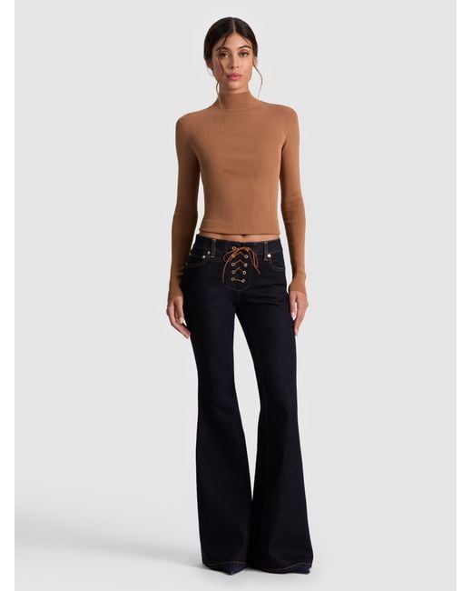 Alice + Olivia Blue Delilah Lace Up Jean