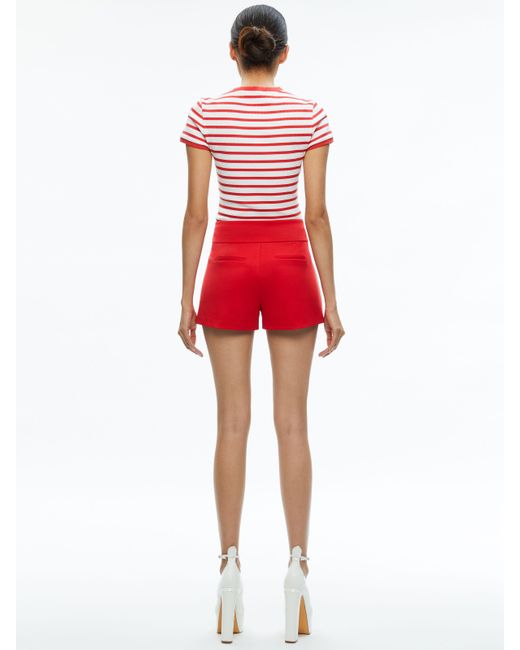 Alice + Olivia Red Narin High Rise Button Front Short