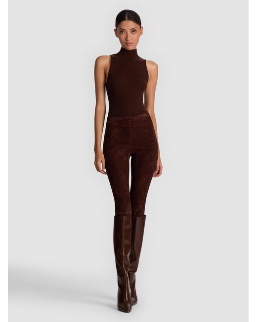 Alice + Olivia Brown Lennox Suede Legging