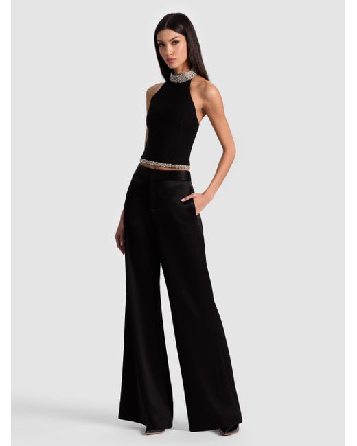 Alice + Olivia Black Gatz Embellished Top