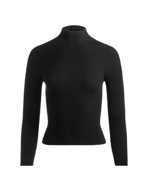 Alice + Olivia Black Roberta Ribbed Turtleneck