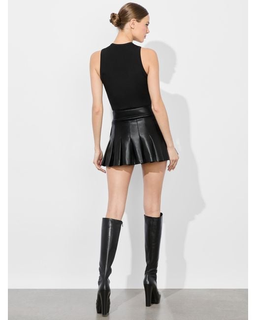Alice + Olivia Lanna Faux Leather Mini Skirt in Black | Lyst