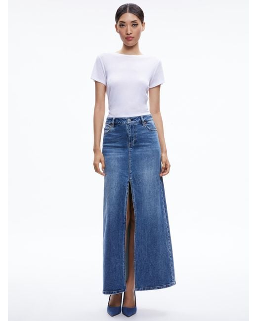 Alice + Olivia Blue Rye Denim Maxi Skirt