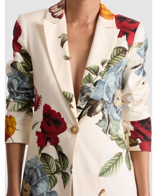Alice + Olivia Multicolor Breann Printed Linen Blazer