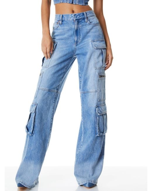 Alice + Olivia Blue Cay Cargo Jean