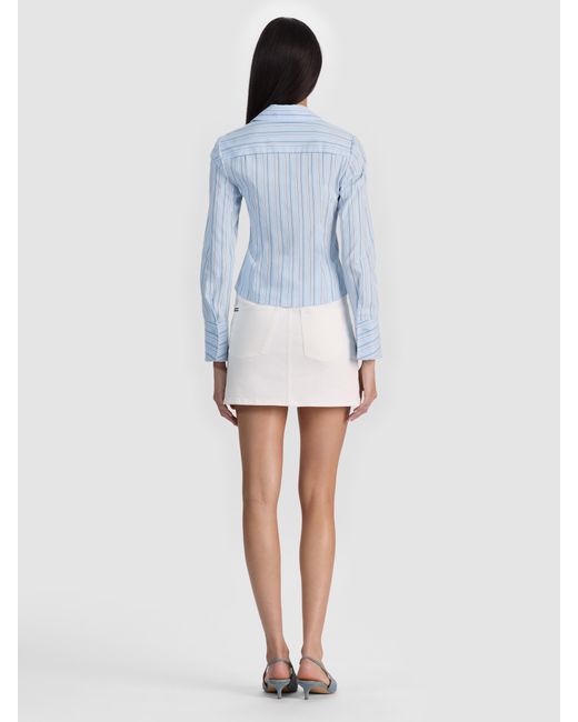Alice + Olivia Blue Freya Button Down Top