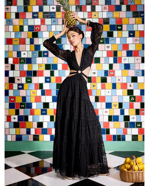 Alice + Olivia Patrica Tiered Dress in Black | Lyst