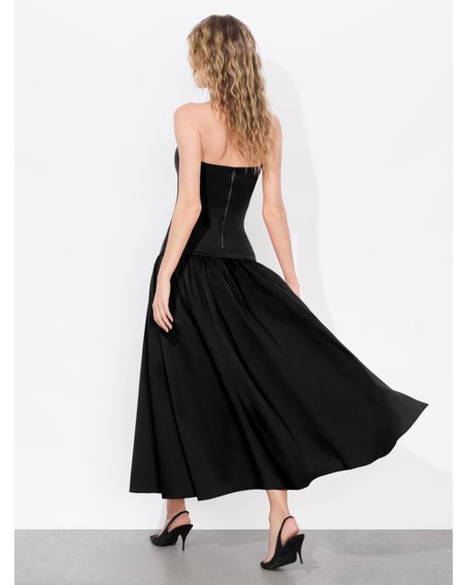 Alice + Olivia Oriana Drop Waist Midi Dress in Black | Lyst