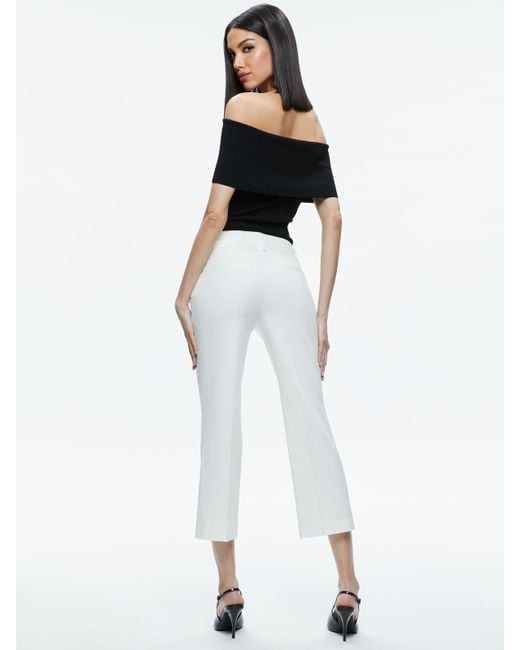 Alice + Olivia White Janis Low Rise Cropped Flare Pant