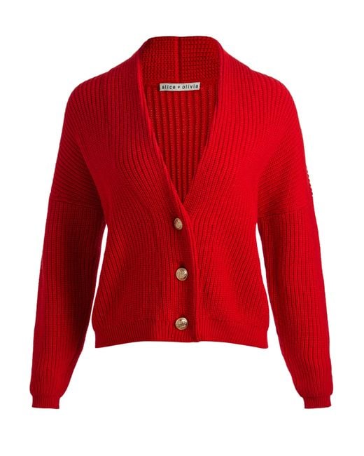 Alice + Olivia Red Holden Foldback Cardigan