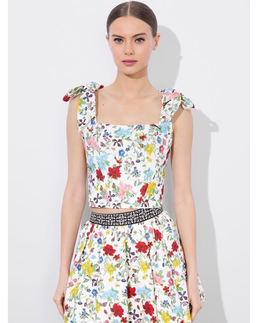 Alice + Olivia White Clara Bow Strap Bustier