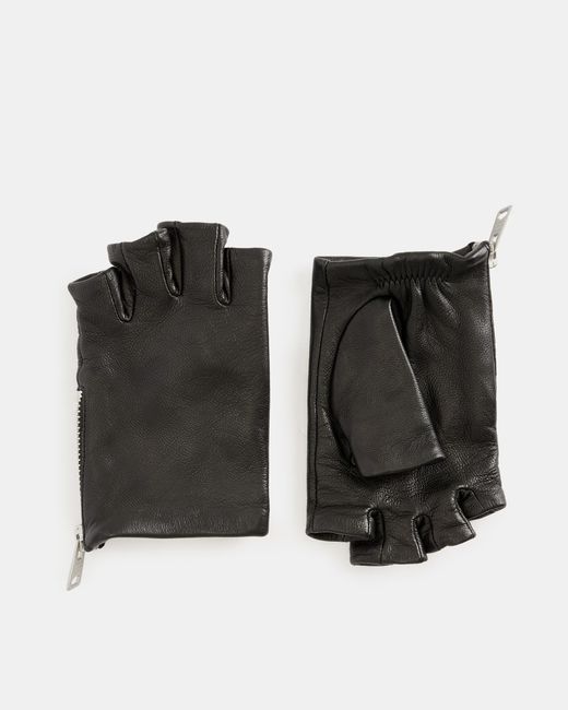 AllSaints Black Charly Leather Fingerless Gloves