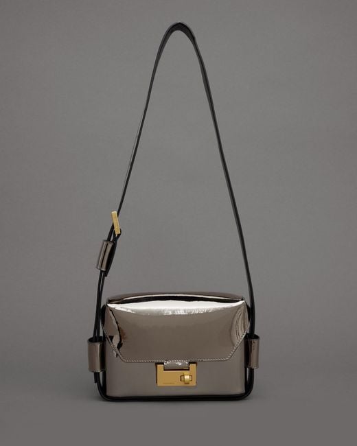 AllSaints Gray Frankie 3-in-1 Metallic Leather Bag