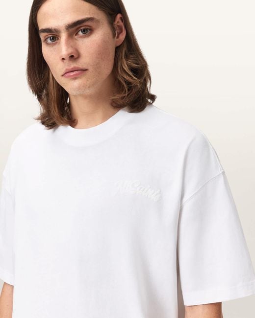 AllSaints White Odyssey Oversized Short Sleeve Crew T-Shirt for men