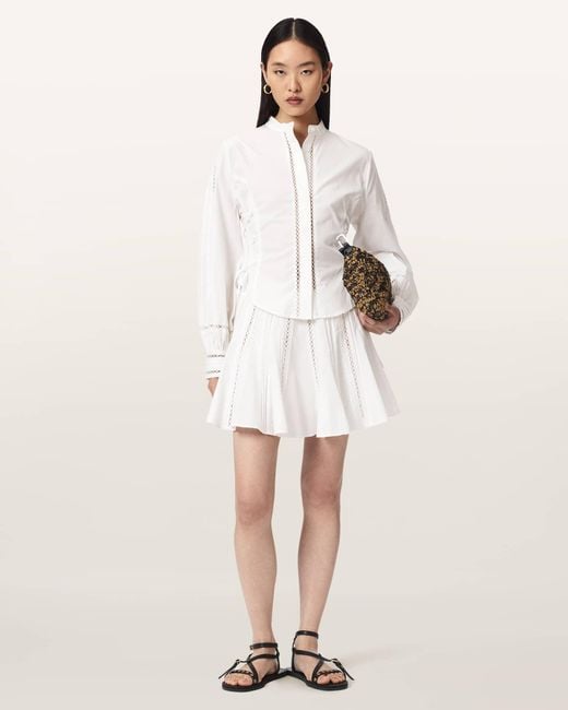 AllSaints Natural Frances Flared Mini Skirt