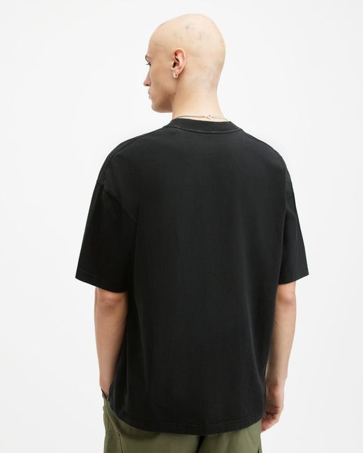 AllSaints Black Fraktyl Oversized Graphic Print T-shirt for men