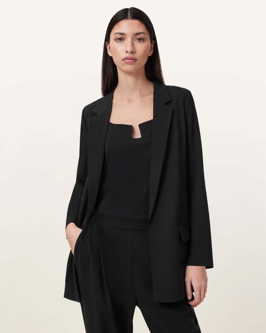 AllSaints Black Aleida Lightweight Tri Blazer