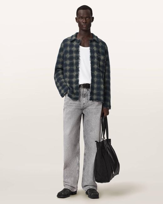 AllSaints White Menard Wool Blend Button Down Cardigan for men