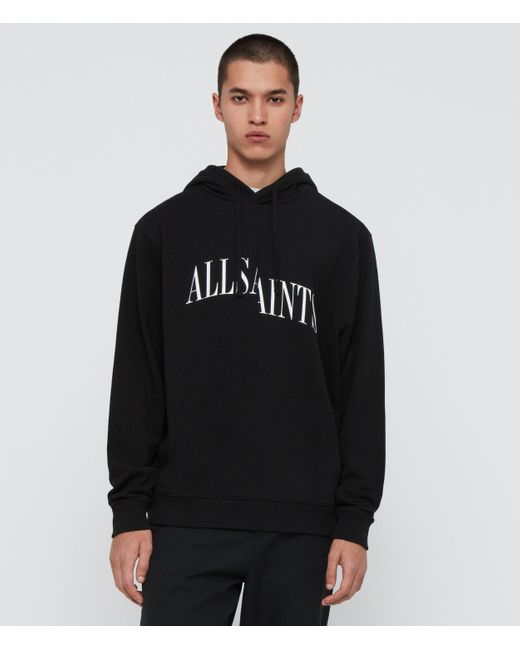 all saints mens black hoodie