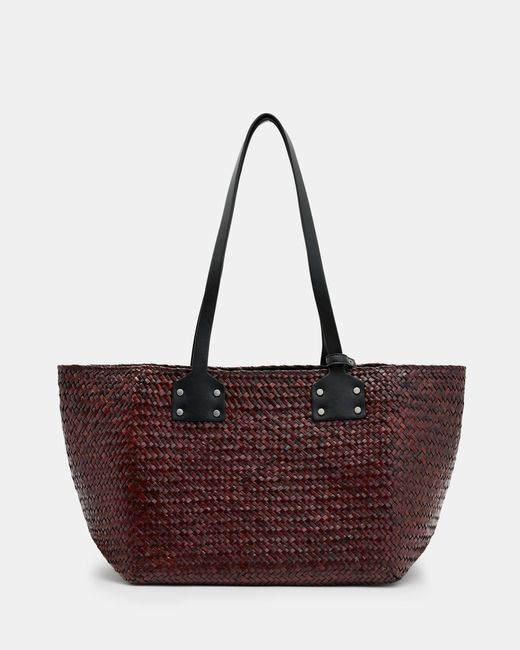 AllSaints Brown Mosley Straw Tote Bag,