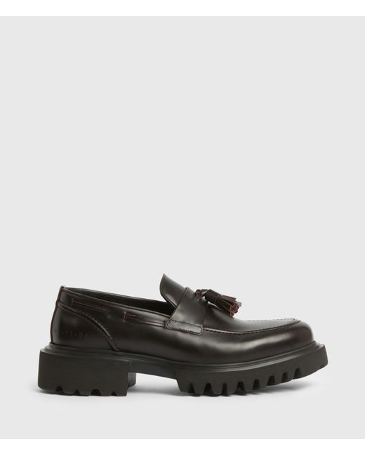 AllSaints Black Vine Leather Loafers for men