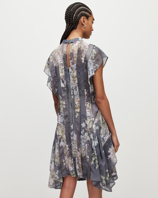 AllSaints Fleur Venetia Mini Asymmetric Hem Dress in White Lyst