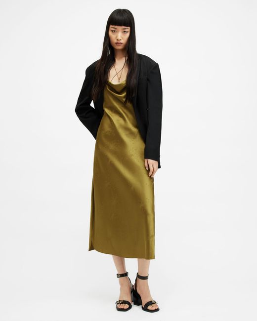 AllSaints Hadley Jacquard Slim Fit Midi Slip Dress in Green | Lyst Australia AllSaints Hadley Jacquard Slim Fit Midi Slip Dress in Green | Lyst Australia