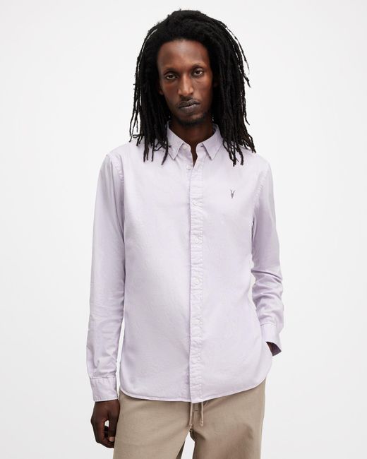 AllSaints White Hawthorne Ramskull Stretch Fit Shirt for men