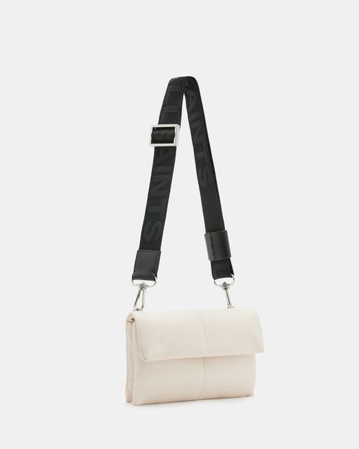 AllSaints Natural Ezra Quilted Leather Crossbody Bag