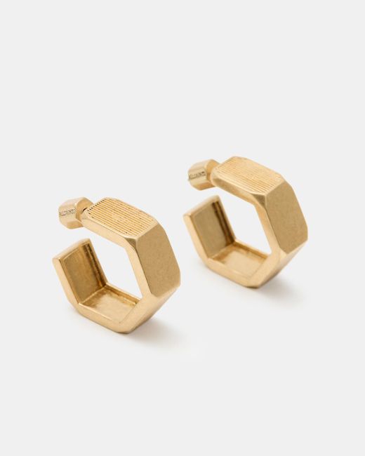 AllSaints Metallic Alex Hexagon Hoop Earrings