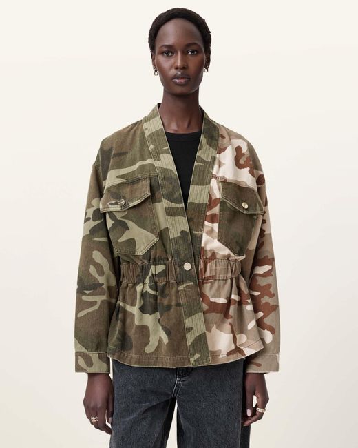 AllSaints Natural Cotton Amelia Camouflage Jacket, /Us 6