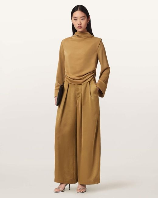 AllSaints Natural Lola Cocoon Legged Pleated Pants