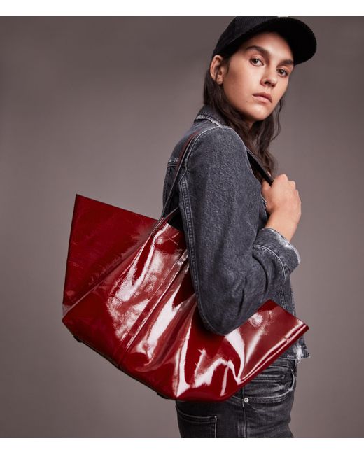 AllSaints Odette East West Tote Bag in Red | Lyst