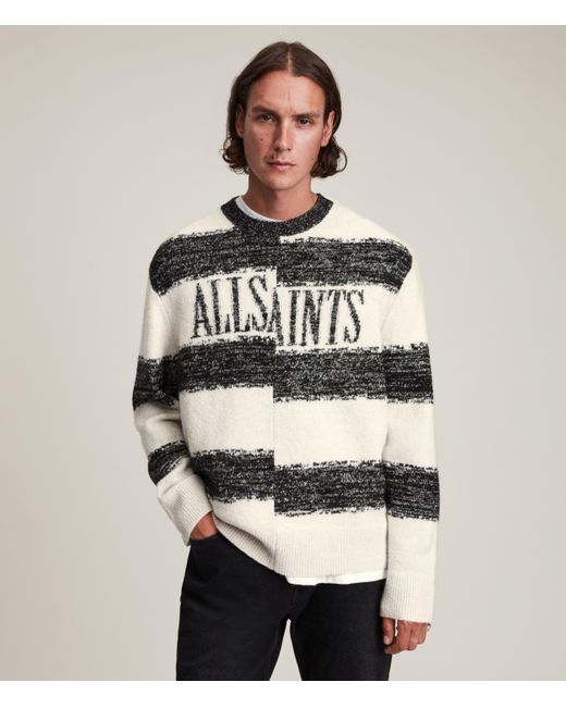 AllSaints Wool Lexi Saints Crew Sweater in Ecru/Black (Natural) for Men ...