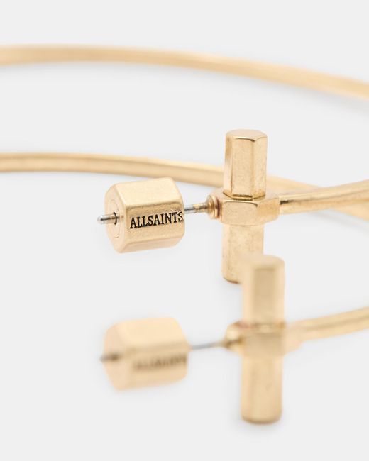 AllSaints Black Toggle Large Hoop Earrings