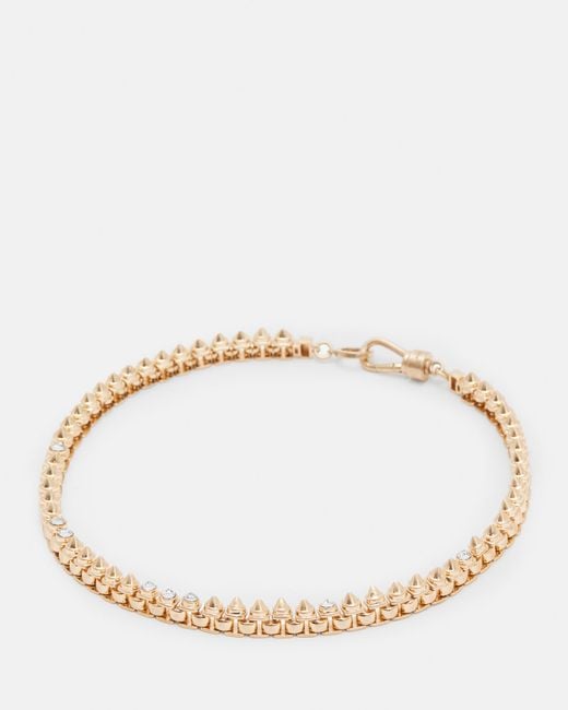 AllSaints Natural Bobbie Box Chain Studded Necklace