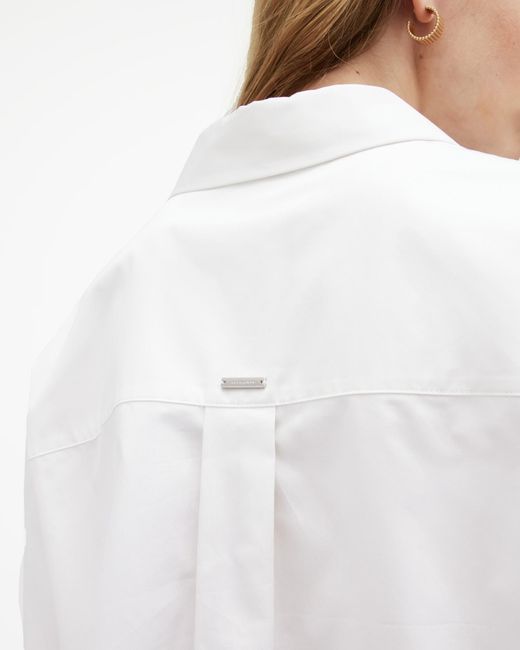 AllSaints White Joanna Relaxed Fit Cropped Shirt