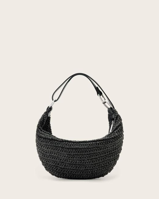 AllSaints Black Luna Micro Woven Bag