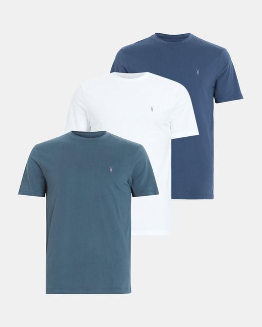 AllSaints Blue Brace Brushed Cotton T-shirts 3 Pack, for men