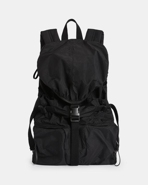 AllSaints Black Ren Drawstring Hiking Backpack for men