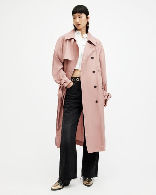 AllSaints Kikki Oversized Trench Coat in Pink Lyst UK
