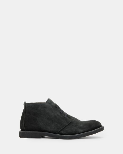 AllSaints Black Bilton Lace Up Suede Chukka Boots for men